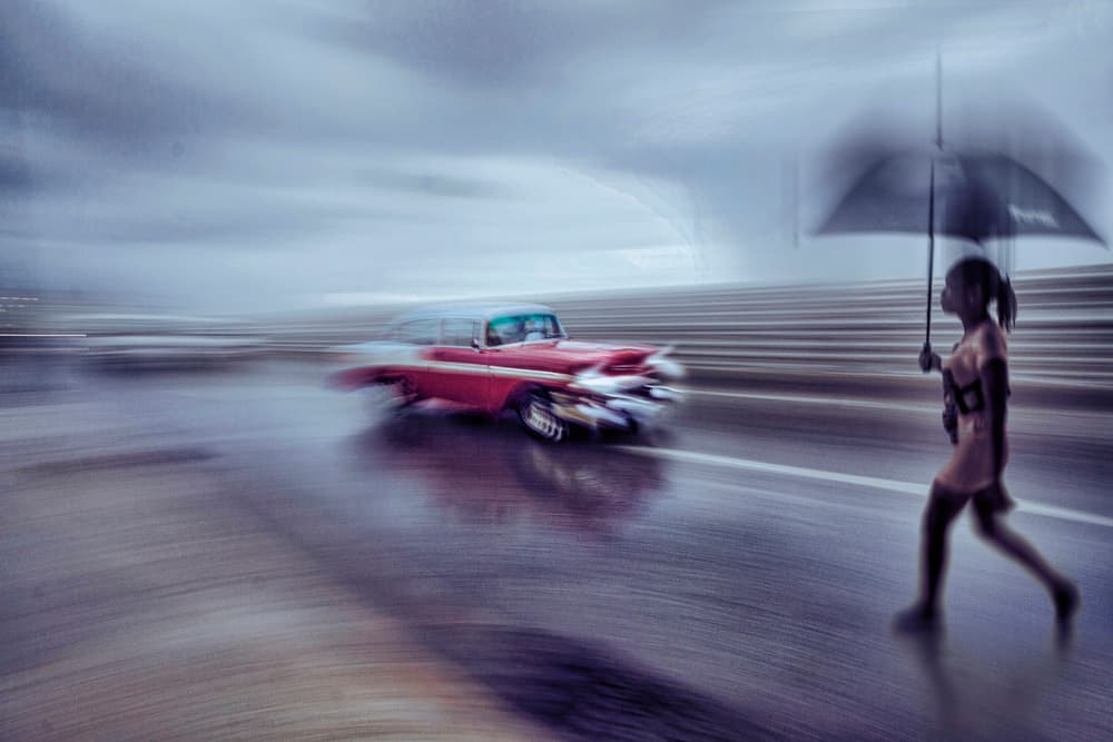 Classic Car Rainy Walk by Svetlin Yosifov — canvas wall art