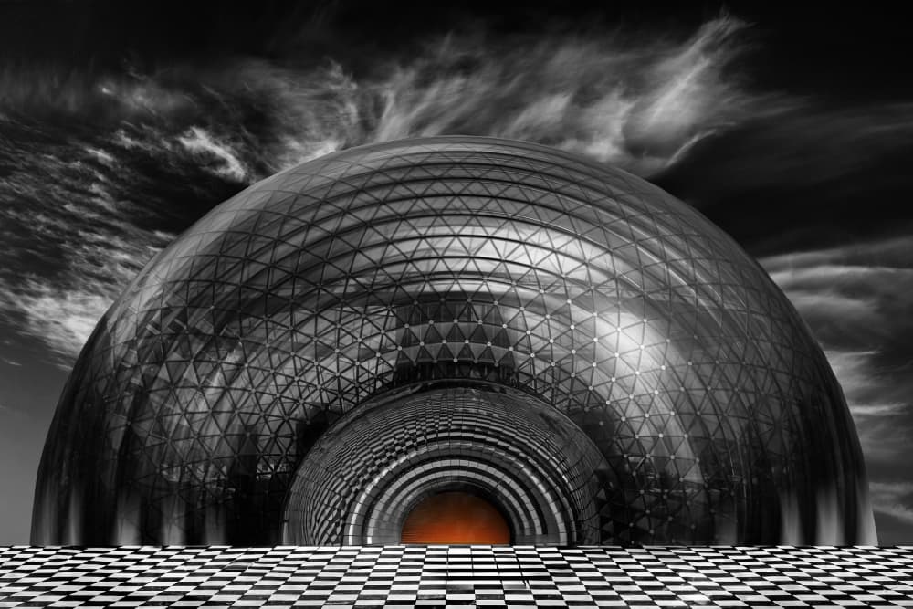 Glowing Geodesic Dome by Hans-Wolfgang Hawerkamp — canvas wall art