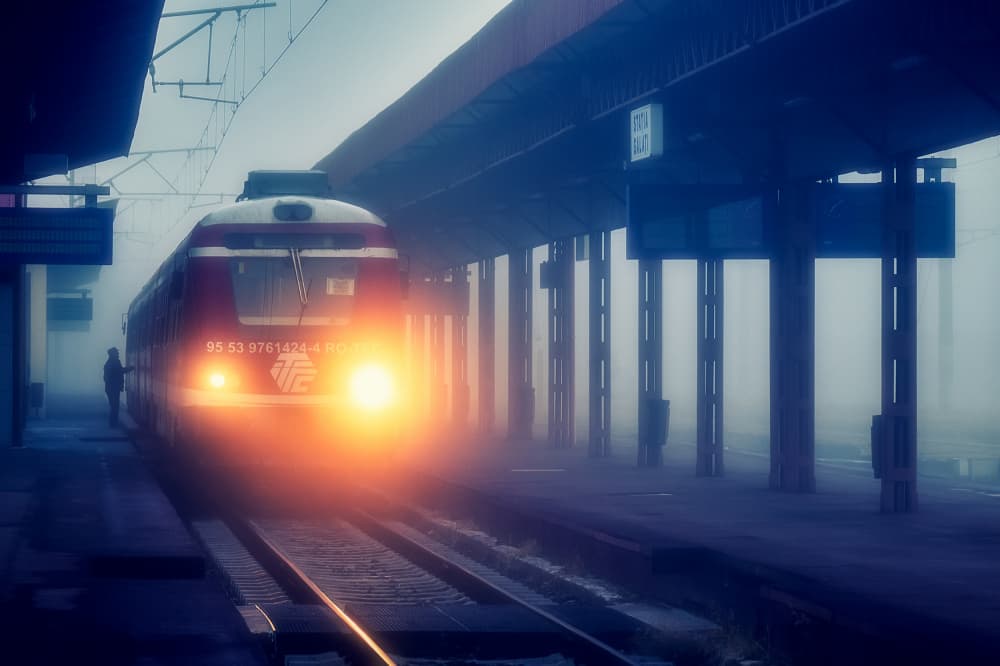 Foggy Morning Train by Valentin Borsan — canvas wall art