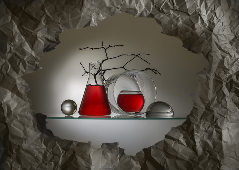 Crimson Lab Display by Evgeniy Popov — canvas wall art