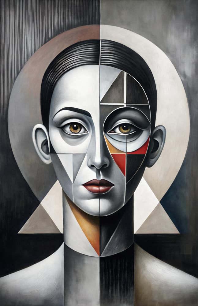 Geometric Female Portrait by Miguel Bruzual — canvas wall art