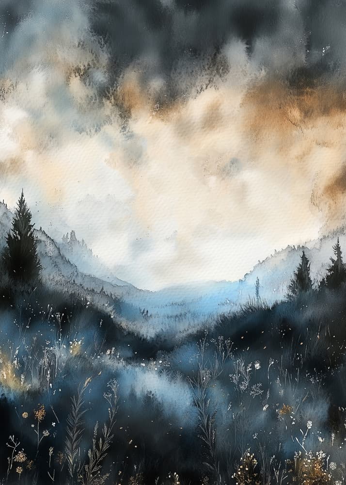 Ethereal Mountain Mist by Justyna Jaszke — canvas wall art
