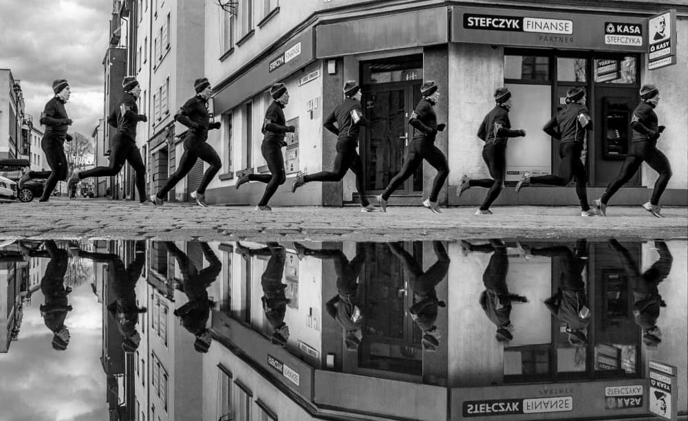 Urban Runner Reflection by Adam Dauria ☂ — canvas wall art