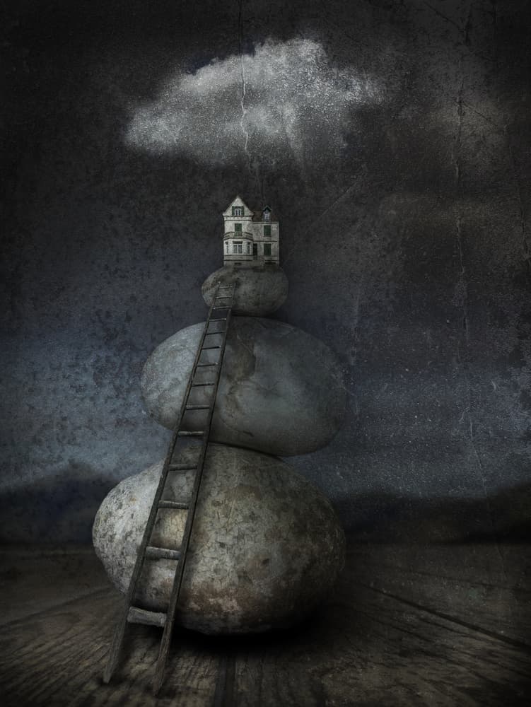 Up there on the pebbles by Muriel Vekemans — canvas wall art