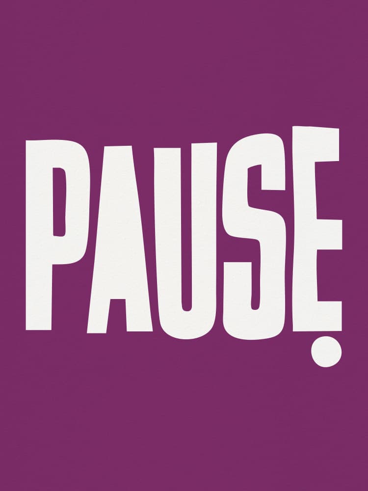 Purple Pause Typography by Andreas Magnusson — canvas wall art