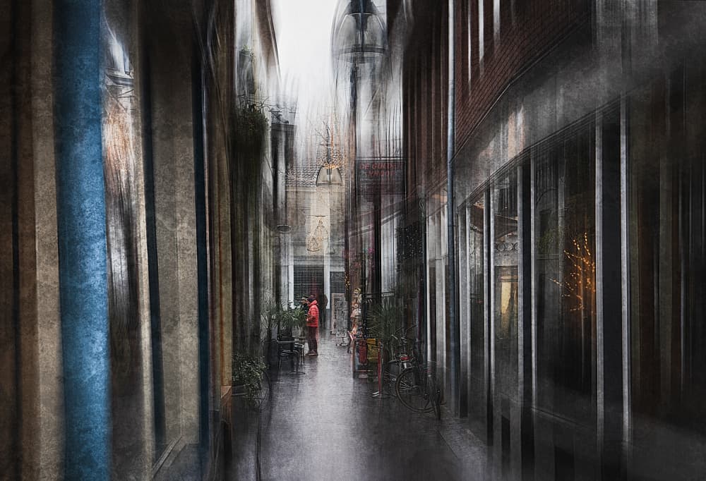 City Alley Reflections by Jan van der Linden — canvas wall art