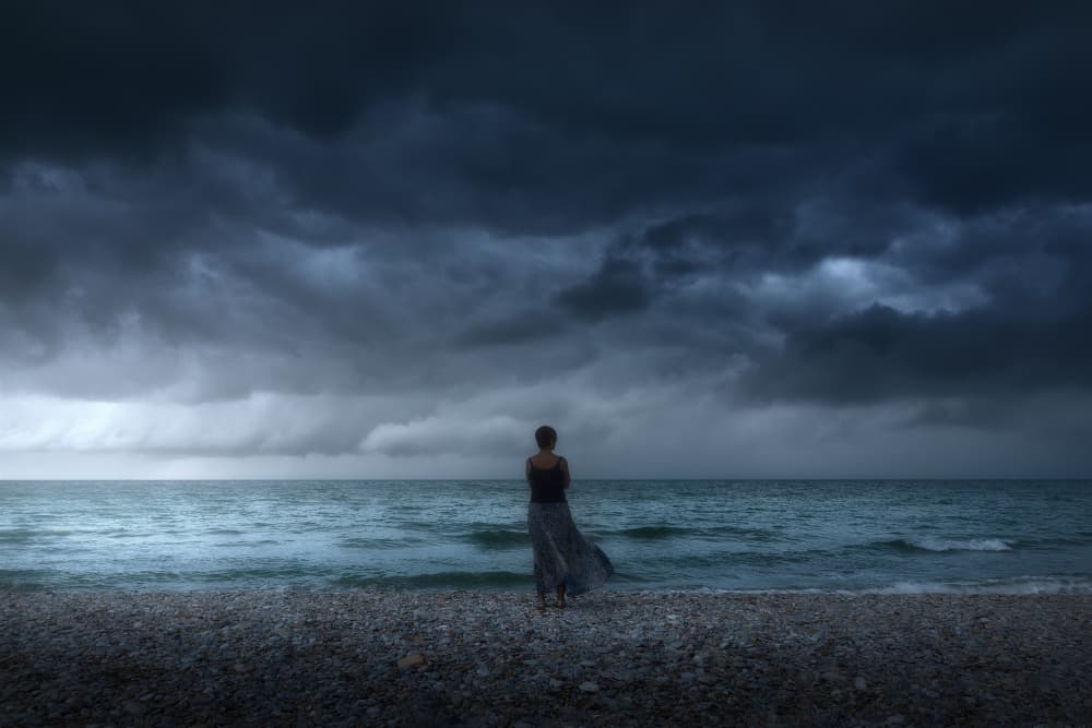 Stormy Ocean Contemplation by Filippo Manini — canvas wall art