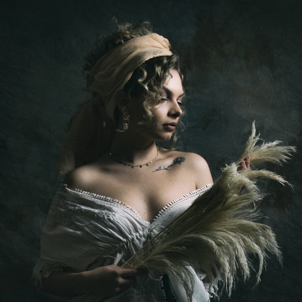 Bohemian Woman with Pampas by Christian Kurz — canvas wall art