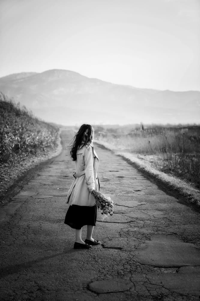 Woman on Winding Road by Nobu Ishijima — canvas wall art