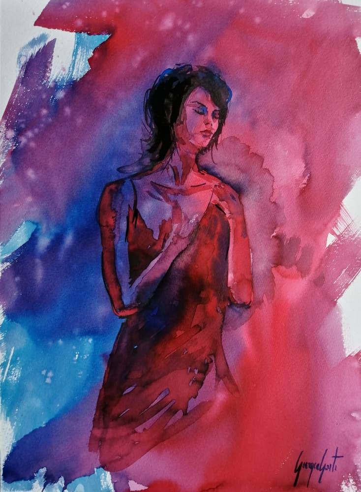 Serene Woman Watercolor by Giorgio Gosti — canvas wall art
