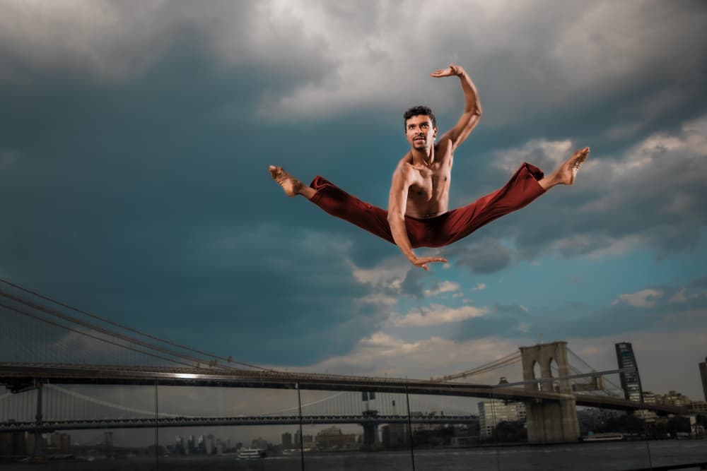 Brooklyn Bridge Dancer Leap by Jeff Wang — canvas wall art