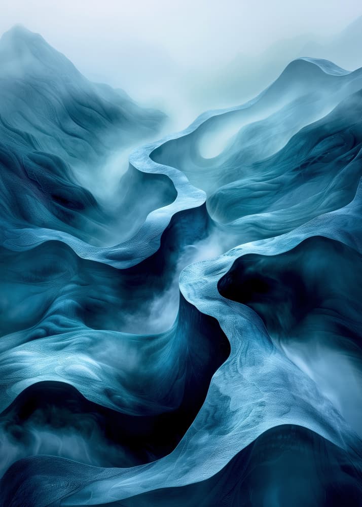 Misty Blue Mountainscape by Justyna Jaszke — canvas wall art
