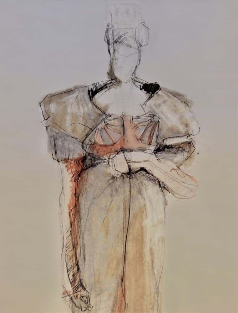 Elegant Fashion Sketch by Doris Schmitz — canvas wall art