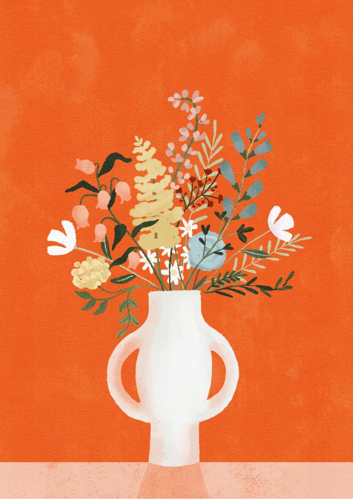 Flowers in Vase, Red by Goed Blauw — canvas wall art