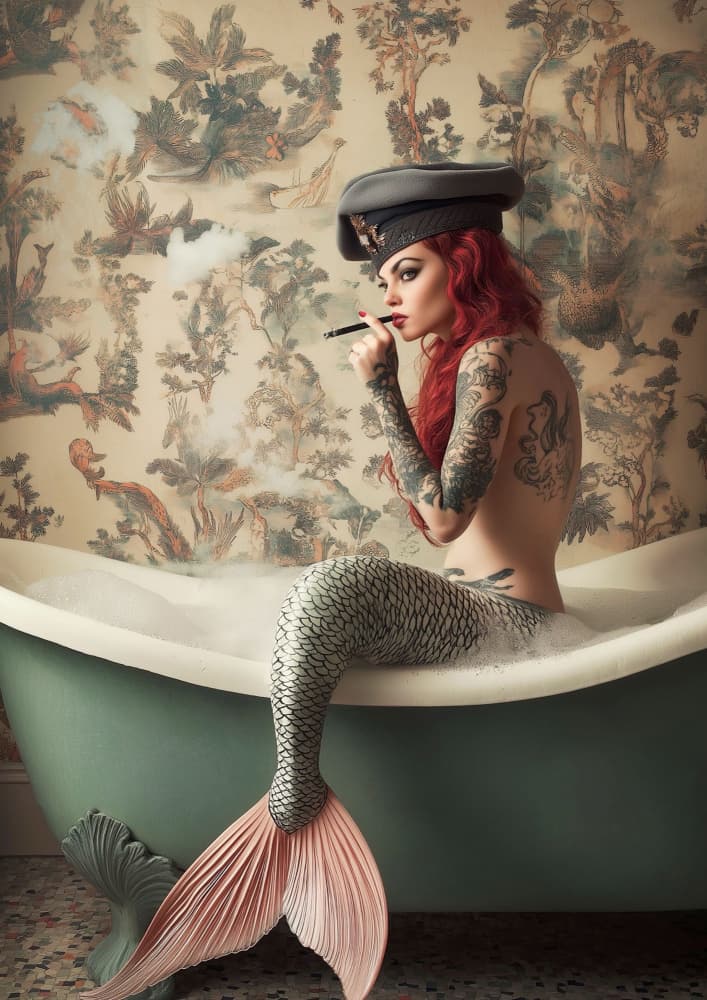Captain Mermaid's Bath by Niky Rahner — canvas wall art