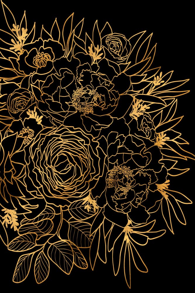 Gold Floral Bouquet by Rosana Laiz Blursbyai — canvas wall art