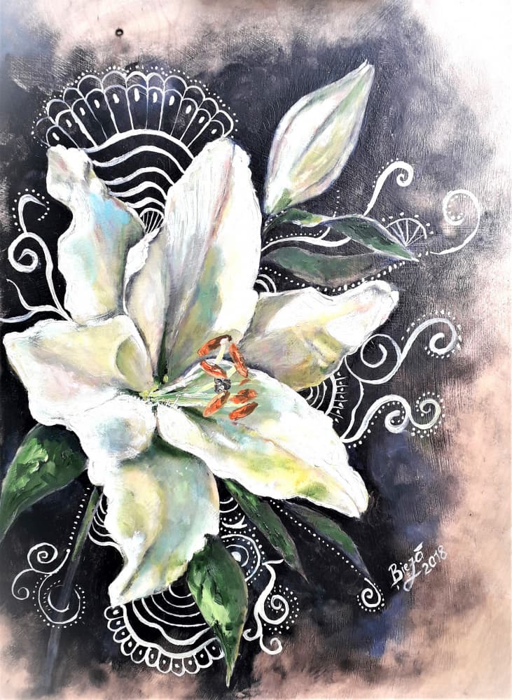 Elegant White Lily Bloom by Anda Bieza — canvas wall art