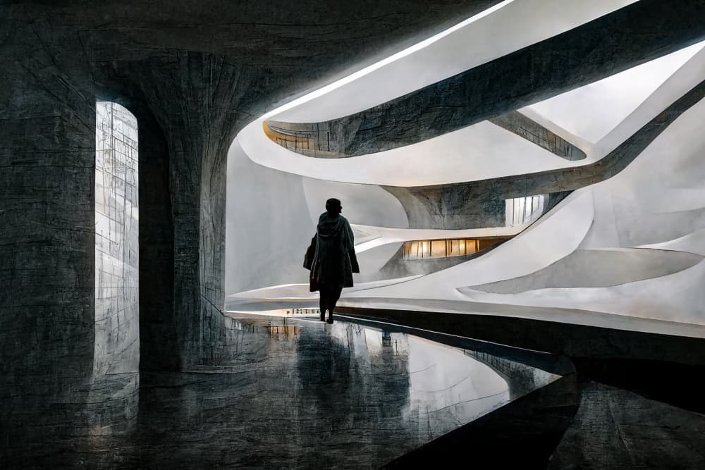 Modern Architectural Passage by Luc Stalmans — canvas wall art