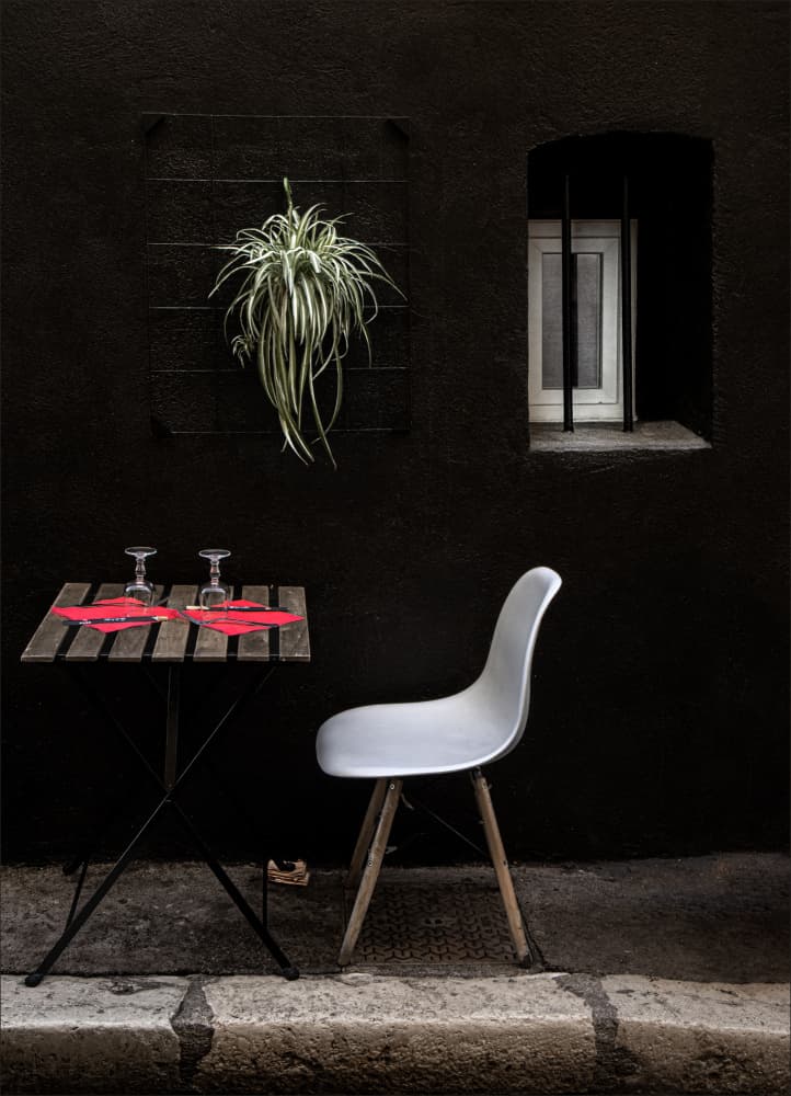 Black Wall Cafe Table by Gilbert Claes — canvas wall art