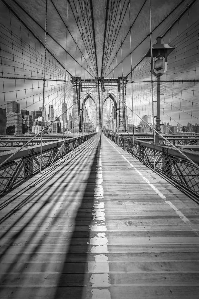 Grand Brooklyn Bridge Shadows by Melanie Viola — canvas wall art
