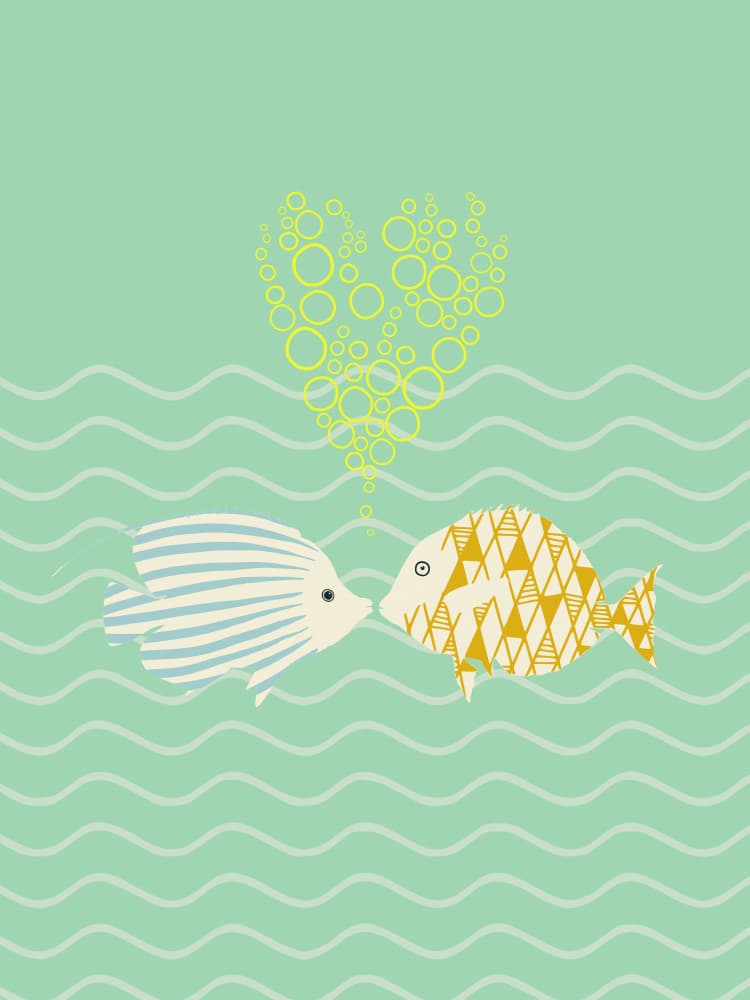 Sweet Fish Kiss by Annick — canvas wall art
