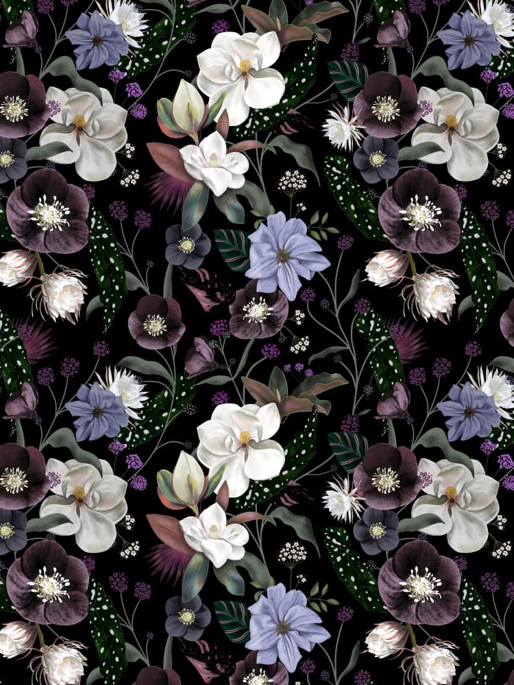 Botanical Dream Purple Pattern by Anis Illustration — canvas wall art