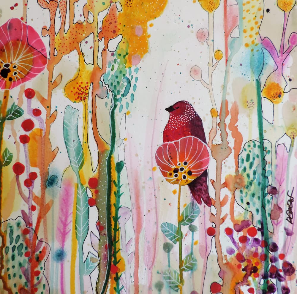 Whimsical Garden Bird by Sylvie Demers — canvas wall art