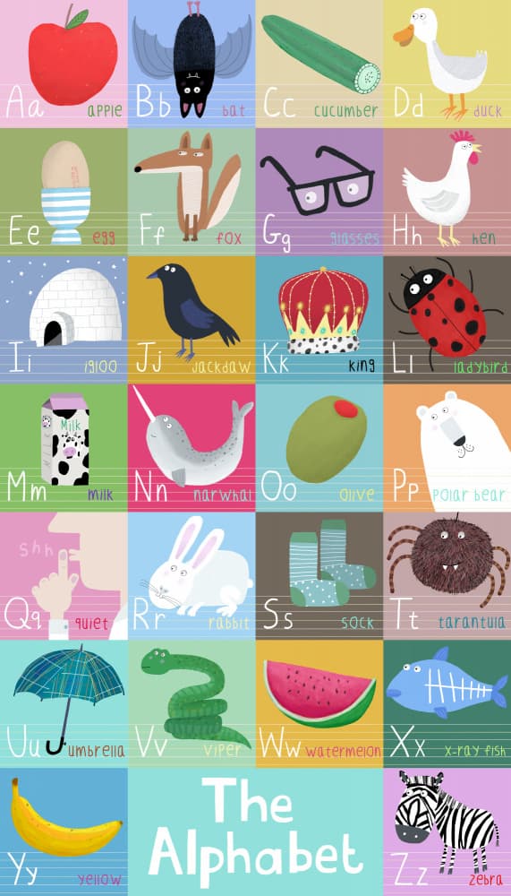 Whimsical Kids Alphabet by Carla Daly — canvas wall art