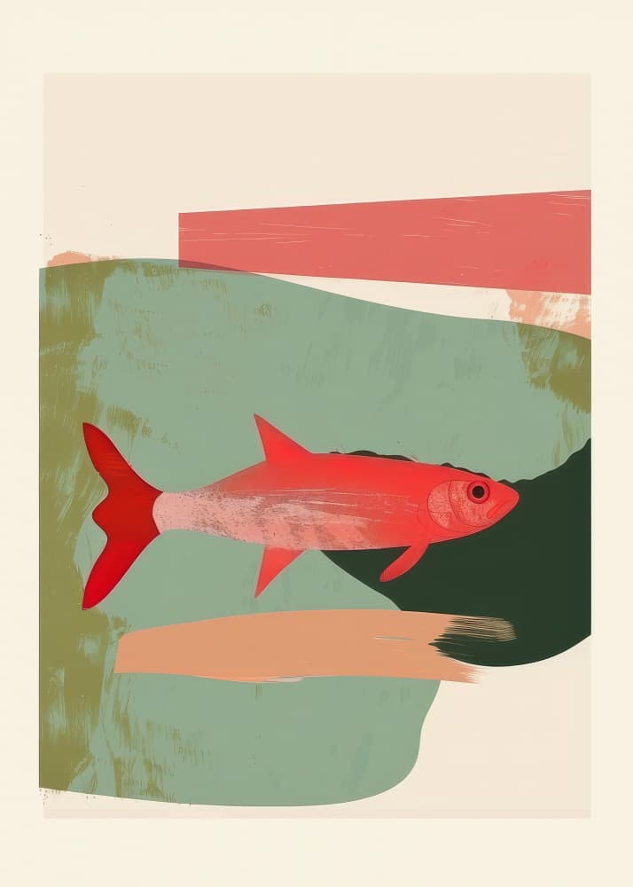 Abstract Red Fish by Nadjaa — canvas wall art