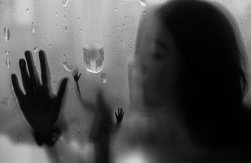 Hand on Steamy Glass by Emine Basa — canvas wall art