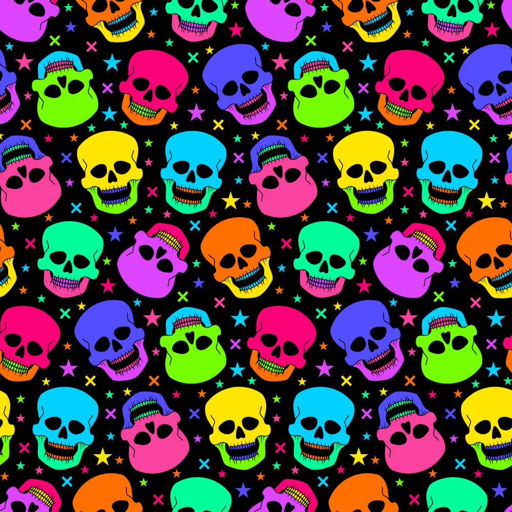Vibrant Skulls And Stars by Marika Barsrsind β canvas wall art