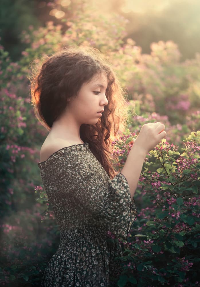 Dreamy Girl in Garden by Catherine Wang — canvas wall art