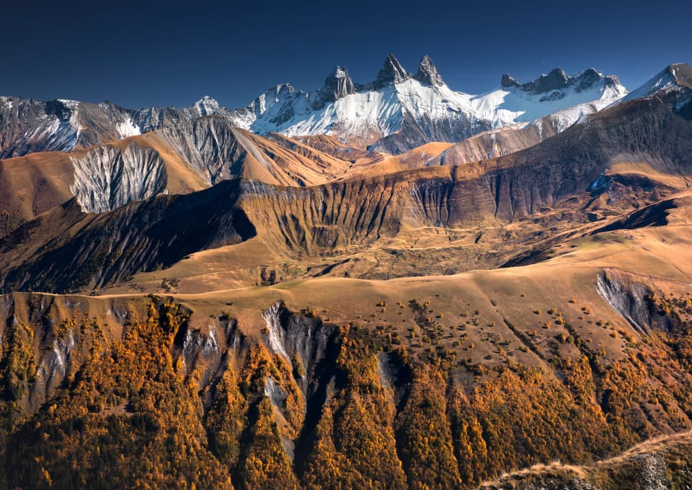 Layered Mountain Autumn Vista by Karol Nienartowicz — canvas wall art