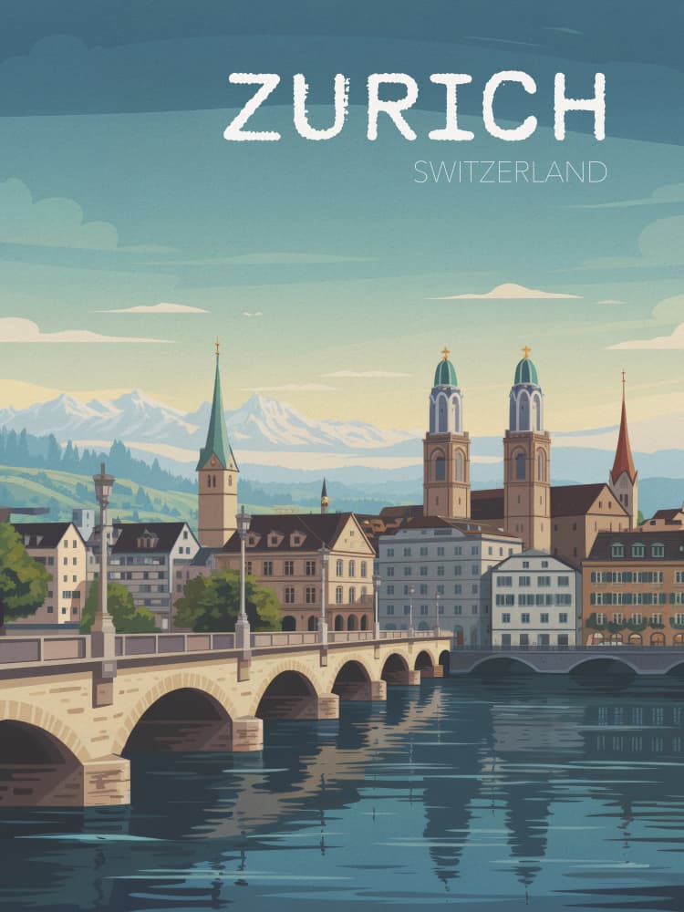 Zurich Switzerland Cityscape by Andreas Magnusson — canvas wall art