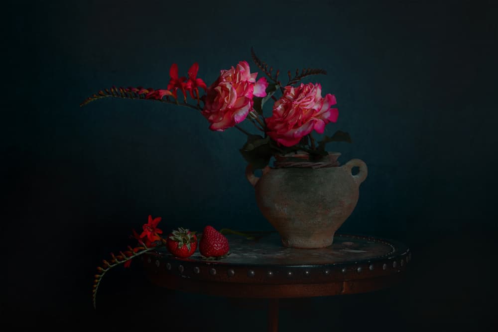 Dark Floral Still Life by Lydia Jacobs — canvas wall art