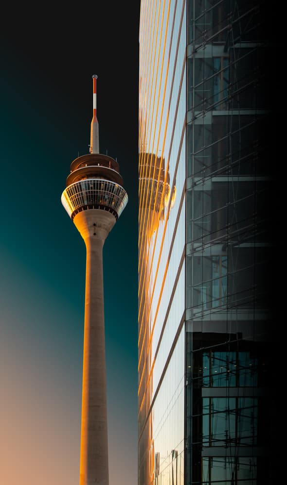 Düsseldorf Sunset Architecture by Jörg Vollrath — canvas wall art
