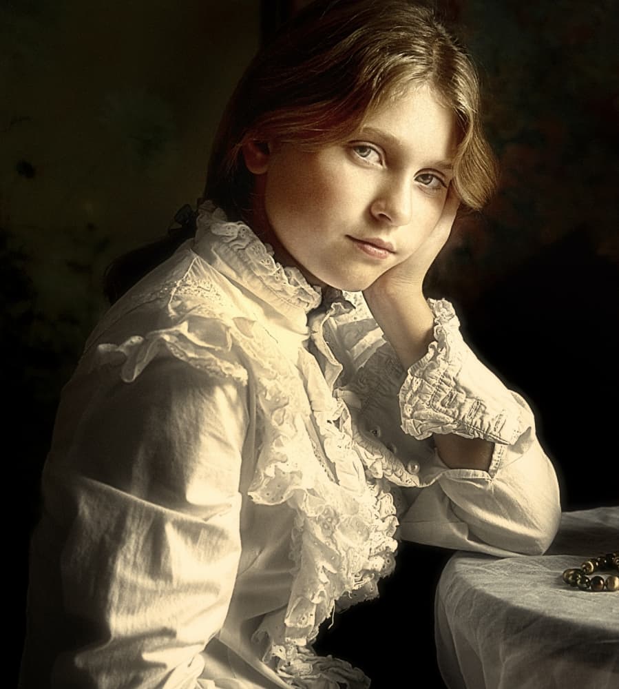 Pensive Young Girl by kenp — canvas wall art