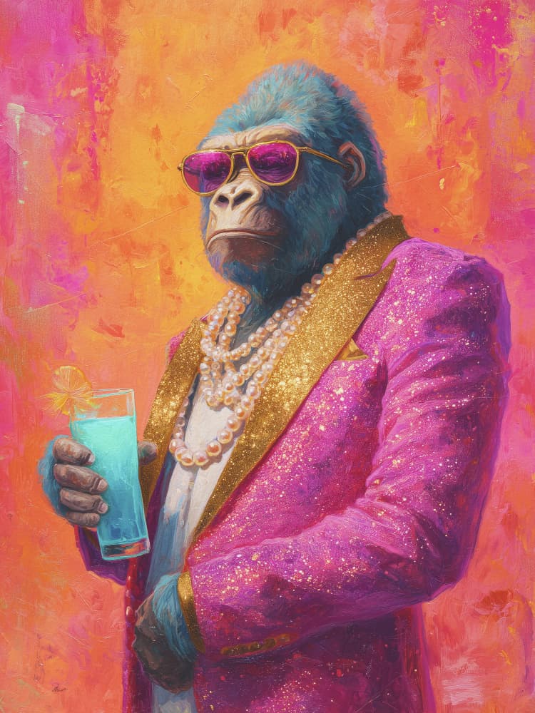 Cool Gorilla Pink Suit by Andreas Magnusson — canvas wall art