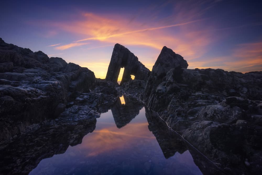 Sunset Rock Arch Reflection by Rodrigo Núñez Buj — canvas wall art
