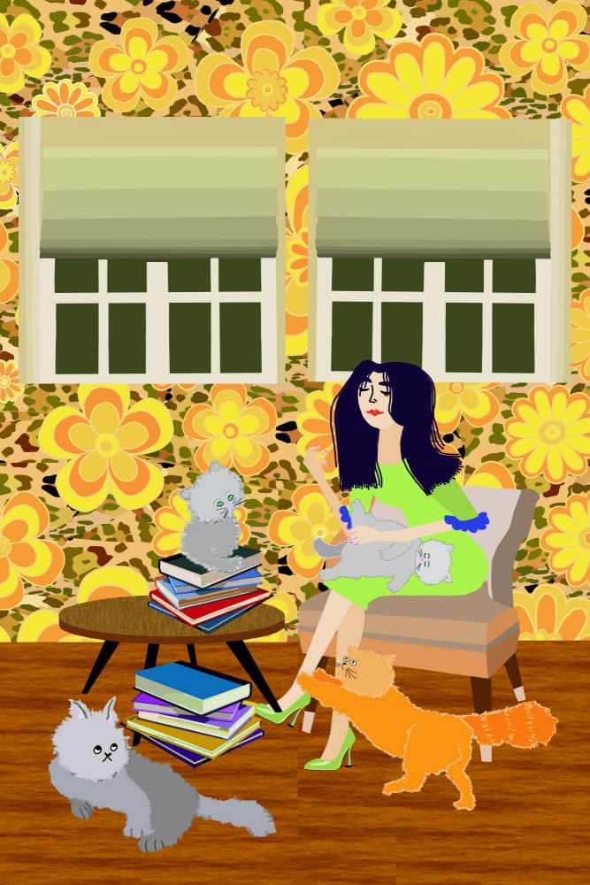 Retro Cat Lady by Lynnda Rakos — canvas wall art