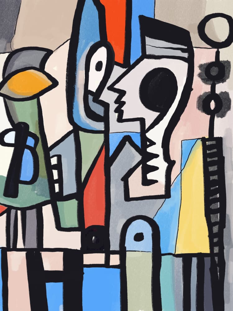 Cubist Conversation by Little Dean — canvas wall art