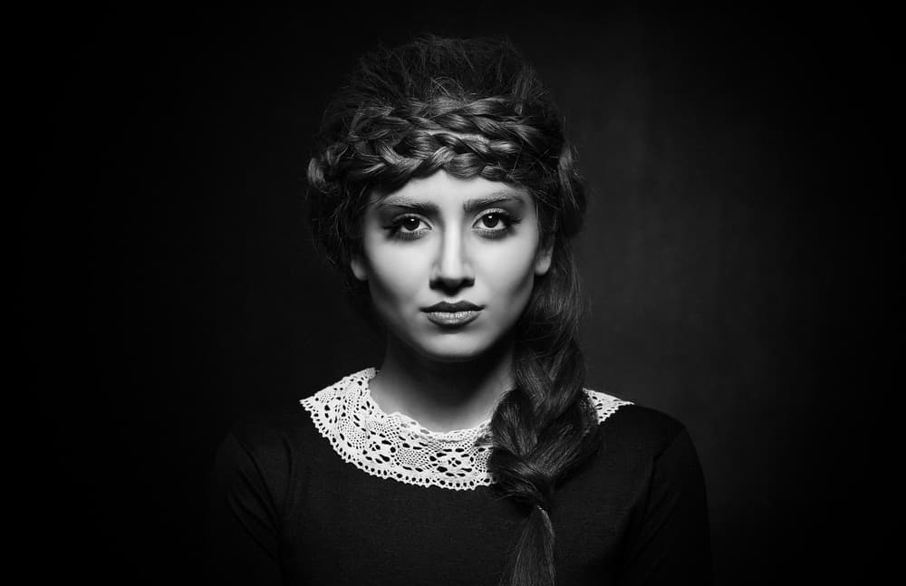 Elegant Braided Portrait by Mehdi Mokhtari — canvas wall art