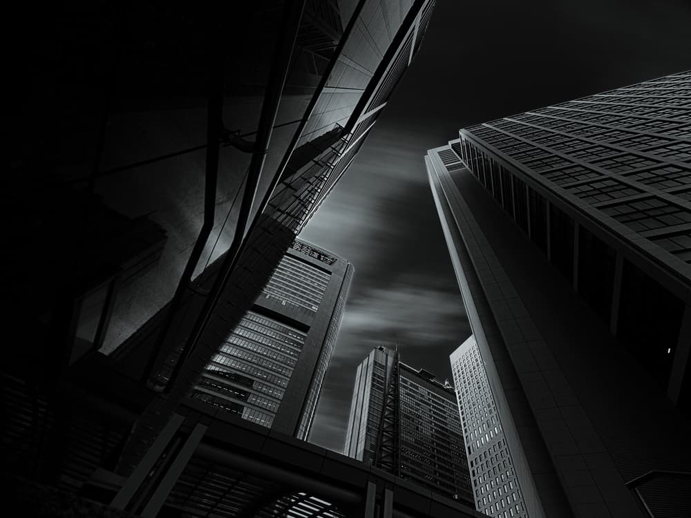 Towering City Structures by Yasuhiro Takachi — canvas wall art