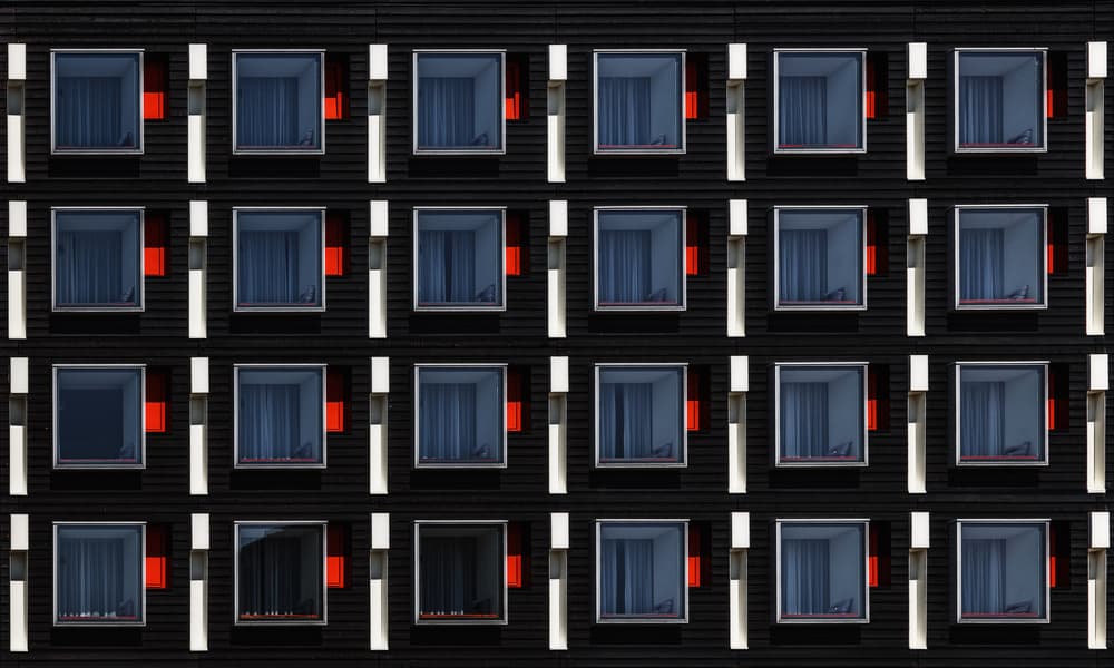 Geometric Red Windows by Theo Luycx — canvas wall art