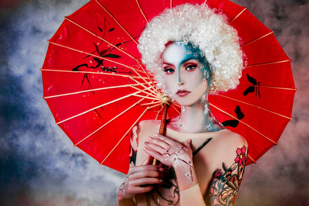 Red Umbrella Fantasy Portrait by Ruslan Bolgov — canvas wall art