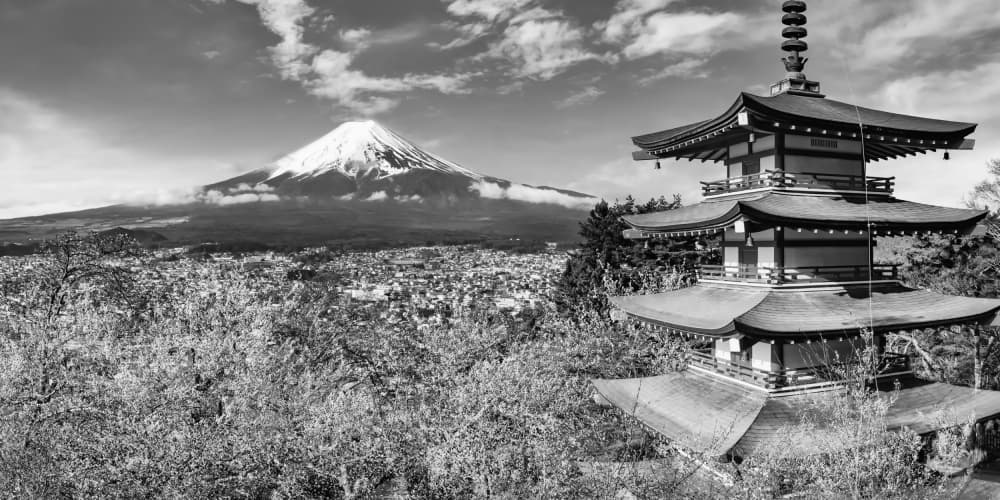 Chureito Pagoda and Mount Fuji by Melanie Viola — canvas wall art