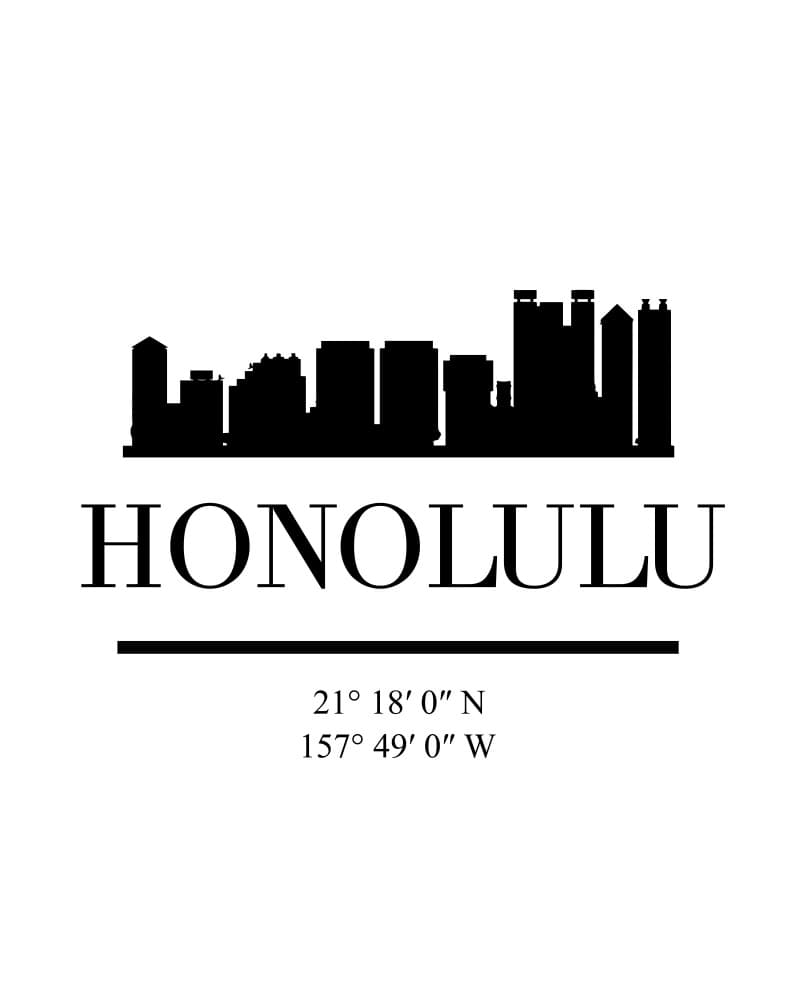 Honolulu Skyline Coordinates by Emiliano Deificus — canvas wall art