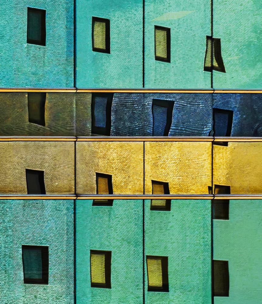 Colorful Geometric Facade by Arnon Orbach — canvas wall art
