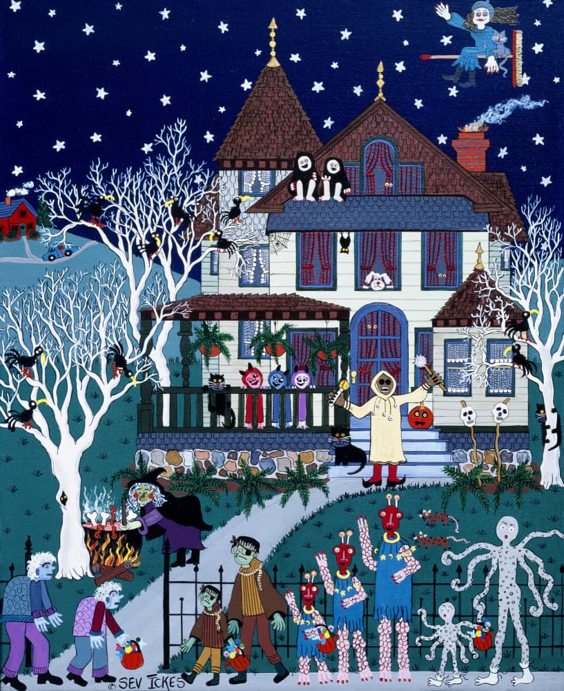 Spooky Halloween House by Sev Ickes — canvas wall art