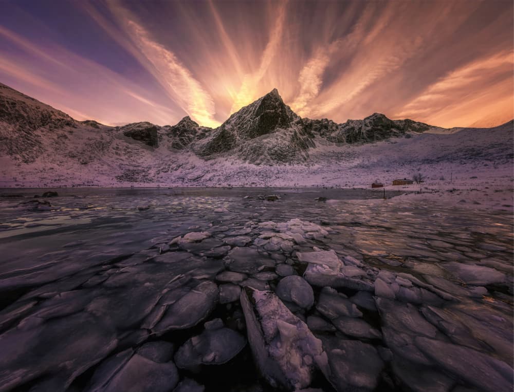 Frozen Arctic Mountain Glow by Leechee Z — canvas wall art